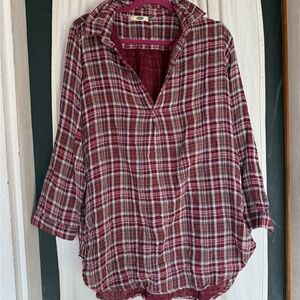 Plaid burgundy blouse